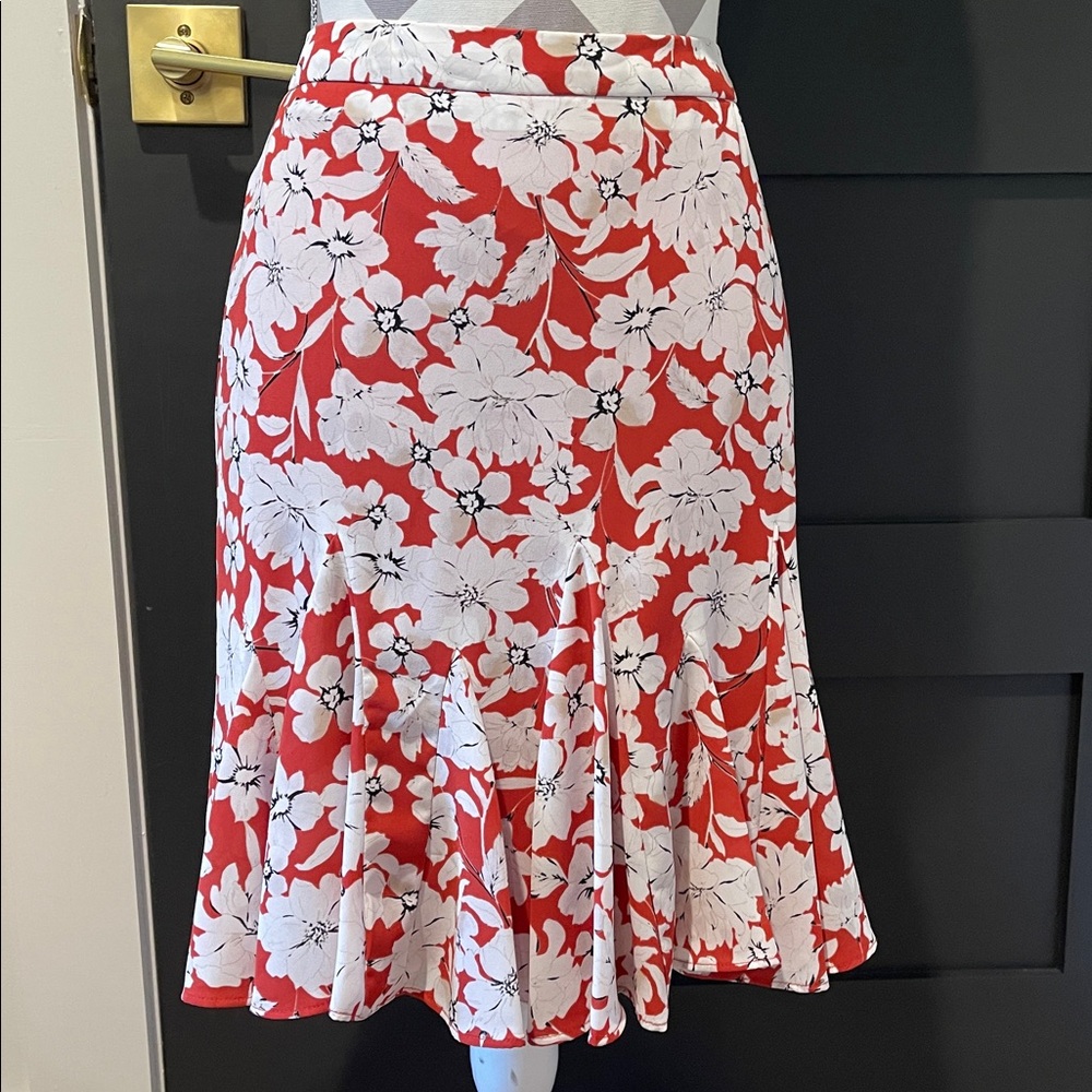 Karl Lagerfeld Floral Ruffled Pleated A Line Skirt Size 4